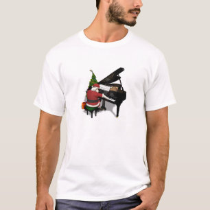 T-shirt Le père noël jouant le piano