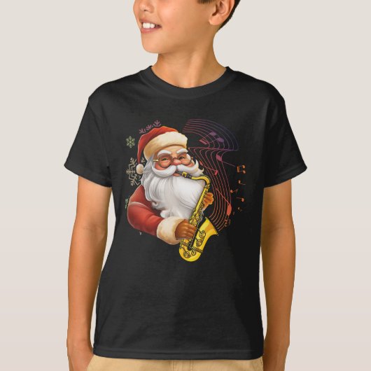 T-shirt Le Père Noël Jouant Saxophone Musicien Chr (Devant)
