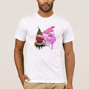 T-shirt Le Père Noël Joue Un Piano Rose