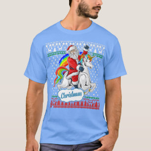 T-shirt Le Père Noël Se Rendait Sur Une Unicorne Vilaine V