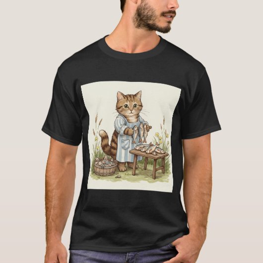T-shirt Le petit marché du chat Fisher (Devant)