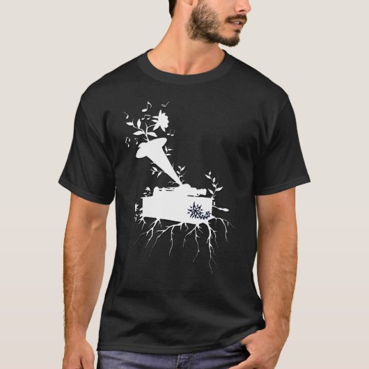 T-shirt Le phonographe, musical enracine le ~ version1 (Devant)