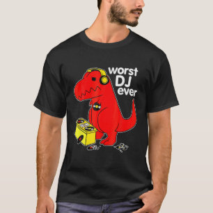 T-shirt Le Pire DJ Jamais Drôle T Rex Dinosaur Musique Sar