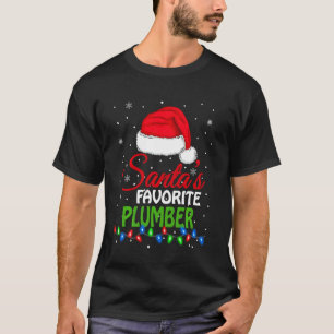 T-shirt Le Plombier Préféré De Santa Chapeau De Noel Lumin