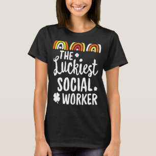 T-shirt Le plus chanceux travailleur social Saint Patrick'