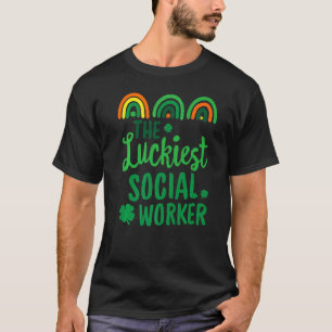T-shirt Le plus chanceux travailleur social Saint Patrick'
