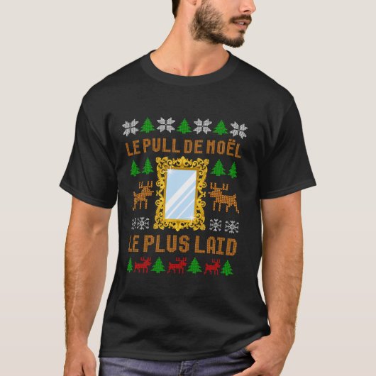 T-shirt Le plus laid pull de Noël avec miroir amusant (Devant)