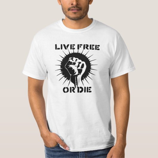 T-shirt Le poing augmenté - libre vivant ou meurent (Devant)