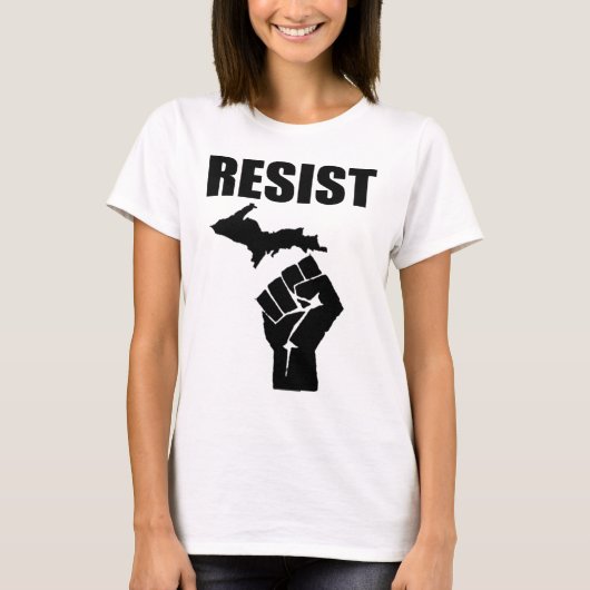 T-shirt Le poing du Michigan RÉSISTENT (Devant)