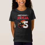 T-Shirt Le poison de Ninja Birthday<br><div class="desc">This Birthday Ninja 5 design feh the Ninjutsu Japanese symbole,  a half-tone comic style background,  et a cartoon ninja karate kick graphic that your 5 year old birthday ninja boy or girl will LOVE !</div>