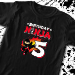 T-shirt Le poison de Ninja Birthday<br><div class="desc">This Birthday Ninja 5 design feh the Ninjutsu Japanese symbole,  a half-tone comic style background,  et a cartoon ninja karate kick graphic that your 5 year old birthday ninja boy or girl will LOVE !</div>
