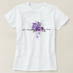 T-shirt Le pourpre abstrait fleurit le bouquet floral