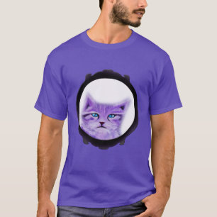 T-shirt Le pourpre fait sur commande a peint le chat avec