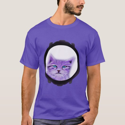 T-shirt Le pourpre fait sur commande a peint le chat avec (Devant)