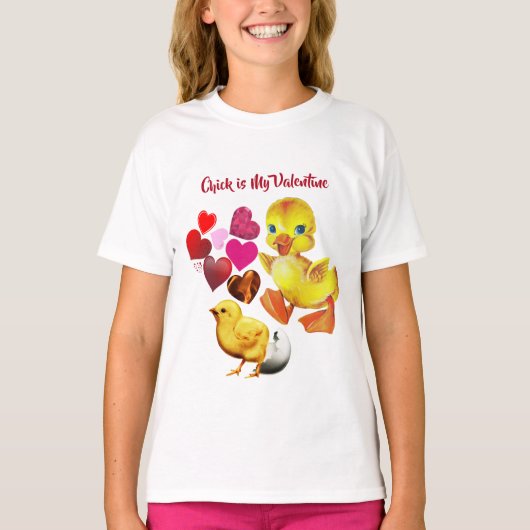T-shirt Le poussin est mon coeur de Saint Valentin qui bal (Devant)