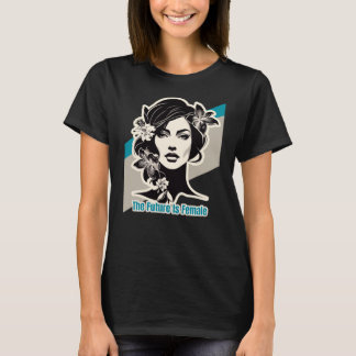 T-shirt Le pouvoir des femmes. Gris et bleu