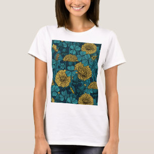 T-shirt Le pré en jaune et bleu
