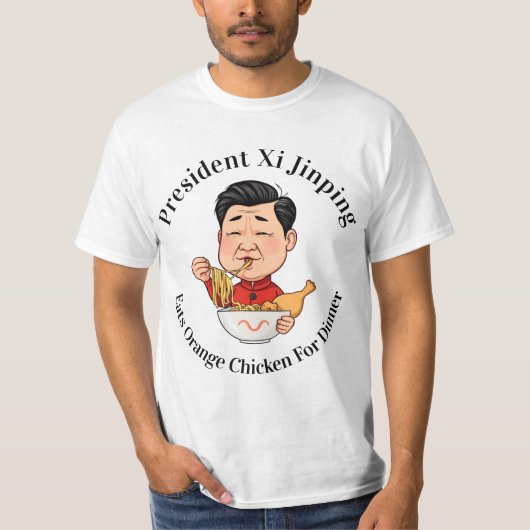 T-shirt Le Président Xi Jinping Mange Du Poulet Orange (Devant)