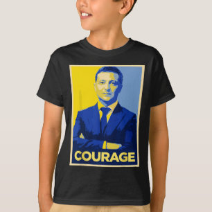 T-shirt Le Président Zelensky Courage - Stand Rétro Avec U