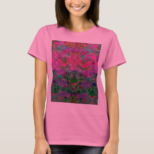 T-shirt Le printemps fleurit dans l'orange, vert de chaux