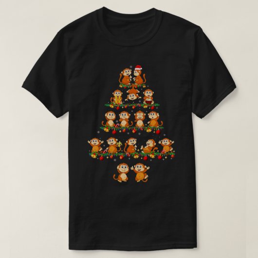 T-shirt Le pyjama familial fixe Noël Correspondant Singe N (Design devant)