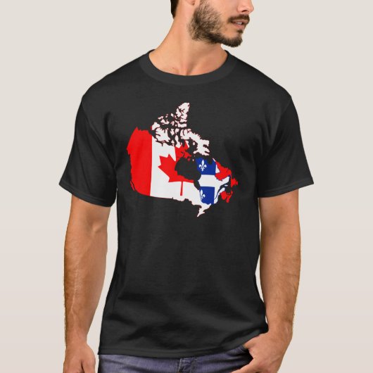T-shirt Le Québec dans le drapeau du Canada, carte (Devant)