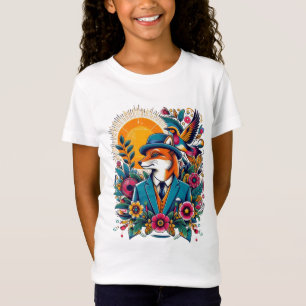 T-Shirt Le renard Dapper et les fleurs colorées