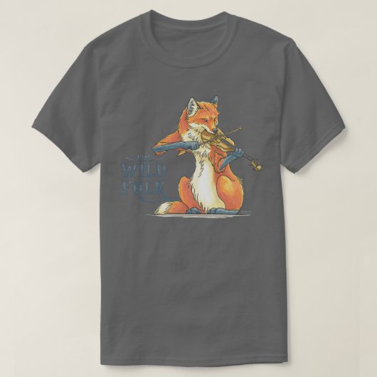 T-shirt Le renard folk sauvage sur Fiddle (Design devant)