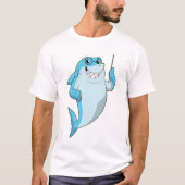 T-shirt Le requin comme enseignant avec pointeur (Devant)