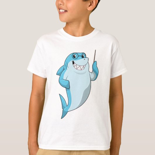 T-shirt Le requin comme enseignant avec pointeur (Devant)