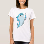 T-shirt Le requin comme enseignant avec pointeur (Devant)