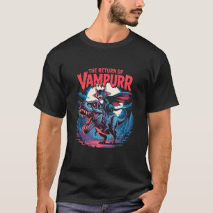 T-shirt Le Retour de Vampurr Drôle Dinosaure Chat Hallowee