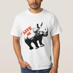 T-shirt Le rhinocéros de silhouette de vecteur me sauvent