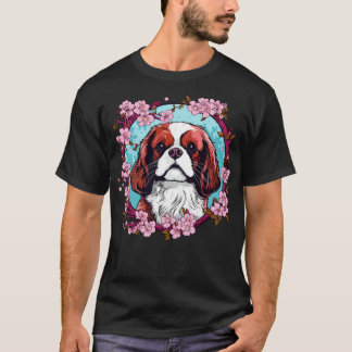 T-shirt Le roi Charles Spaniel avec fleurs de fleurs de ce