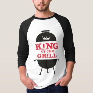 T-shirt Le Roi Du Grill, Blanc Noir Couronne Rouge