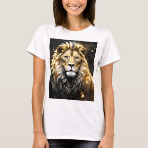 T-shirt Le Roi : Lion Mâle Majestueux Doré Et Gris,