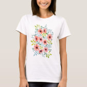 T-shirt Le rose floral d'aquarelle fleurit l'illustration (Devant)