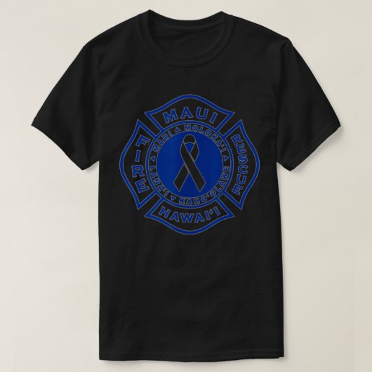 T-shirt Le service d'incendie de Maui bleu sur rose (Design devant)
