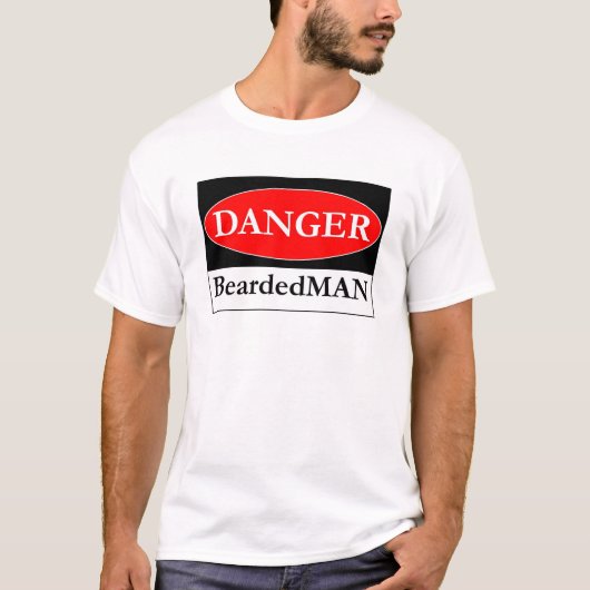 T-shirt Le signe de BeardedMAN de danger (Devant)