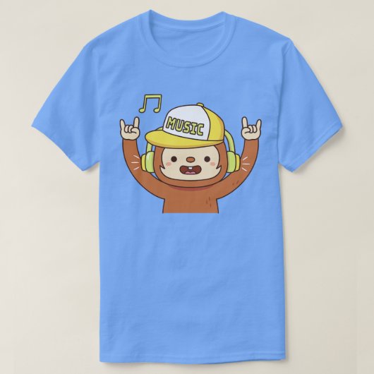 T-shirt Le Singe Aime Écouter De La Musique (Design devant)