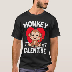 T-shirt Le Singe Est Mon Coeur Saint Valentin Mignonne Sin