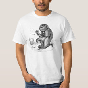 T-shirt Le singe vintage fumant un tuyau Monkeys l'animal