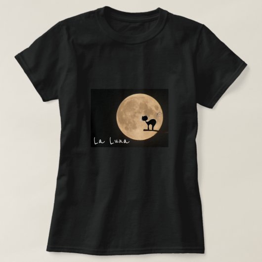 T-shirt Le slogan de La Luna chat noir gothique avec plein (Design devant)