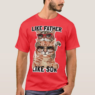 T-shirt Le slogan père et fils avec la famille des chats a
