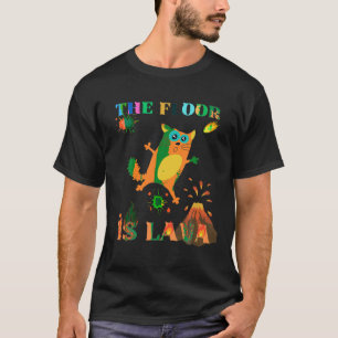 T-shirt Le Sol Est Lava Lover Chat Frighten Enseigner Géol