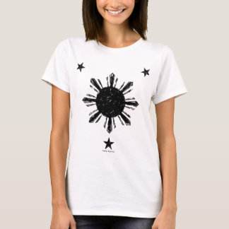 T-shirt Le soleil et étoiles philippins affligés de style