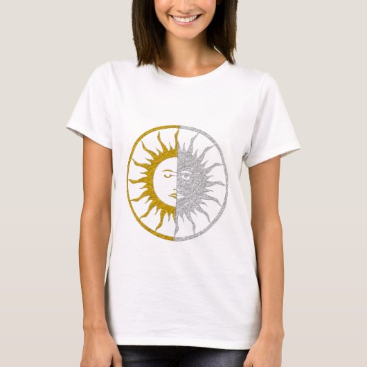 T-shirt Le SOLEIL et LUNE - argent d'or (Devant)