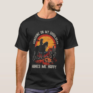 T-shirt Le soleil sur mes épaules me rend heureux en cheva