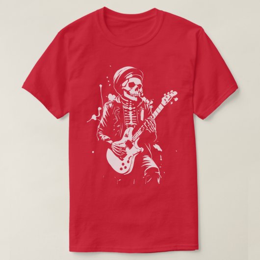 T-shirt le squelette joue du rock (Design devant)