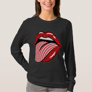 T-shirt Le Sucre de canne de Noël Lèvres Langue Costume Fi